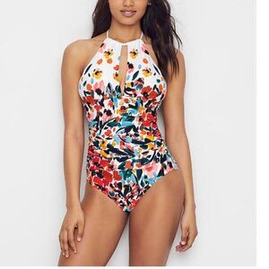 Anne Cole Signature Sunset Floral High Neck Swim